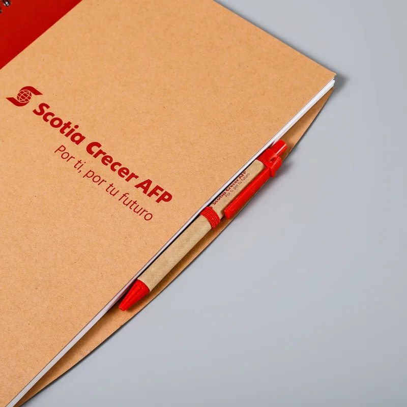 Kraft Paper Spiral Book Dual-Ring Binding Artistic Business-Style Notepad Minimalist Notebook With Pen, product detail 19