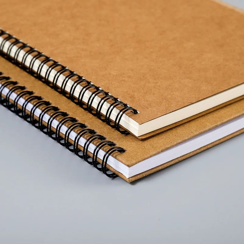 Kraft Paper Spiral Book Dual-Ring Binding Artistic Business-Style Notepad Minimalist Notebook With Pen, product detail 20