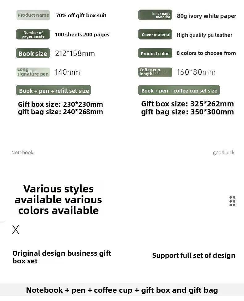 A5 Business Notebook Custom Logo Gift Box Set with Faux Leather Cover and Eye-Protective Paper for High-Value Meetings, product detail 20