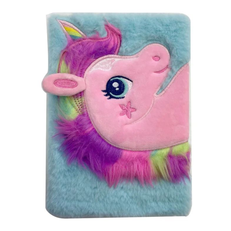Cartoon Fur Cover A5 Unicorn Notebook 80 Sheets for Girl Party Gift Children Custom Accepted, product view 1