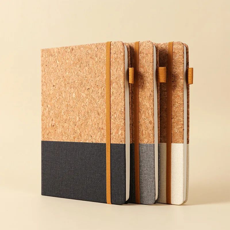 A5 Environmental Protection Creative Splicing Cork Pattern Notepad PU Leather Cover Notebook, product view 1