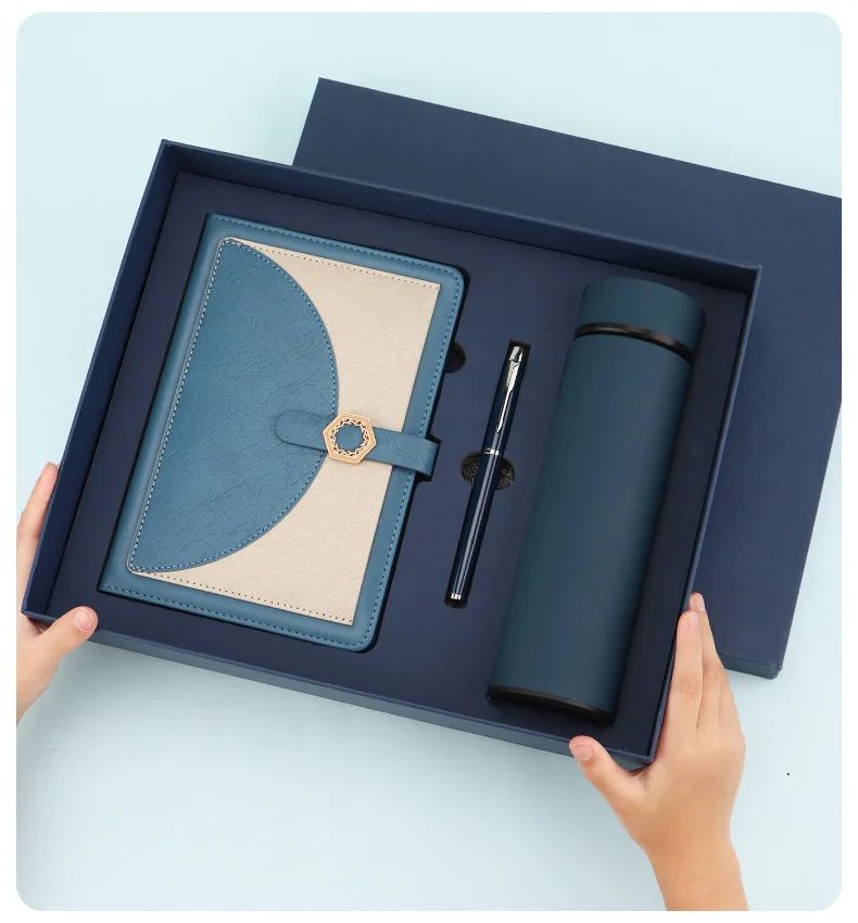 Business A5 Notebook Gift Box Set Custom Logo Faux Leather Cover Saddle-Stitch Binding-High-end Gift for Work, product view 1