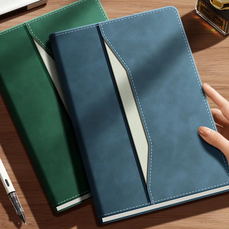 2026 Business-Style Faux Leather Cover Notebook Wireless Perfect Binding for Office Note-Taking Meeting Minutes Journaling, product view 1