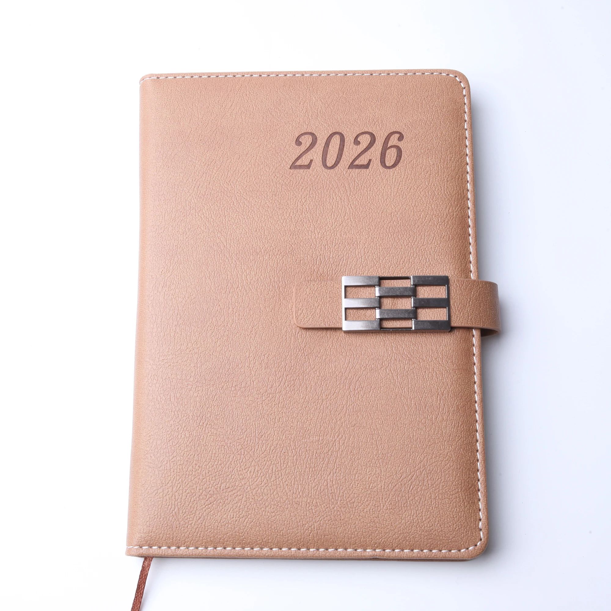 Agenda 2026 pu leather A5 Journal Book Printing Customisable Buckle Diary planner, product view 1