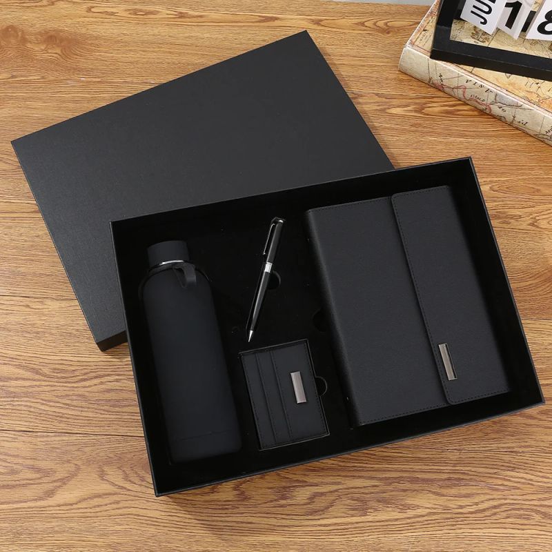 Business Notebook Corporate Event Annual Meeting Custom Logo Thermal Mug Gift Box Black Luxury Pen Card Holder Gift Set, product view 1