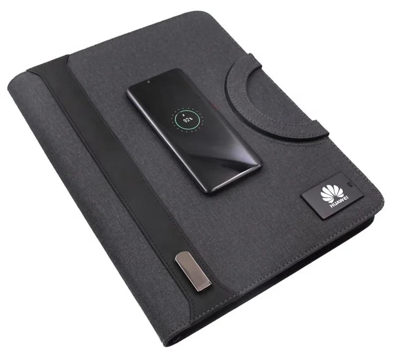 B5 Power Bank Notebook File Holder with 16 Gb Flash Drive and Led logo and Wireless Charge 8000 Mah, product view 1