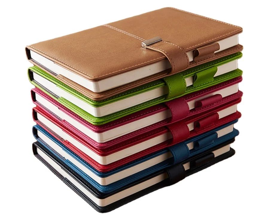 Business Notebook with Pen Holder Pu Leather Custom logo Writing Journal with Name Card Slot and Removable Cover, product view 1