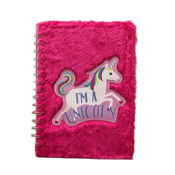 Fur Cover Unicorn Spiral Diary A5 Notebook for Gift Girl, product view 1
