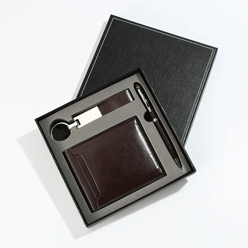 Luxury Card Holder Pen Keychain Wallet Holiday Promotional Custom Logo Business Gift Set, product view 1