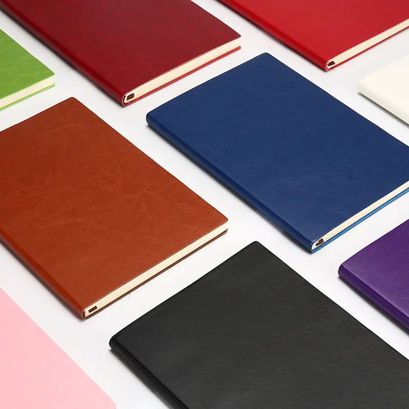 Custom A5 Pu Leather Business Notepad Office Gift Diary OEM Logo Smooth Writing Notebook, product view 1