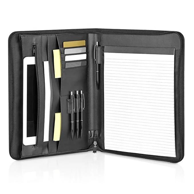 Custom Pu Leather Multifunctional Black Document Wallet Card Holder File Bags Folder Bag, product view 1
