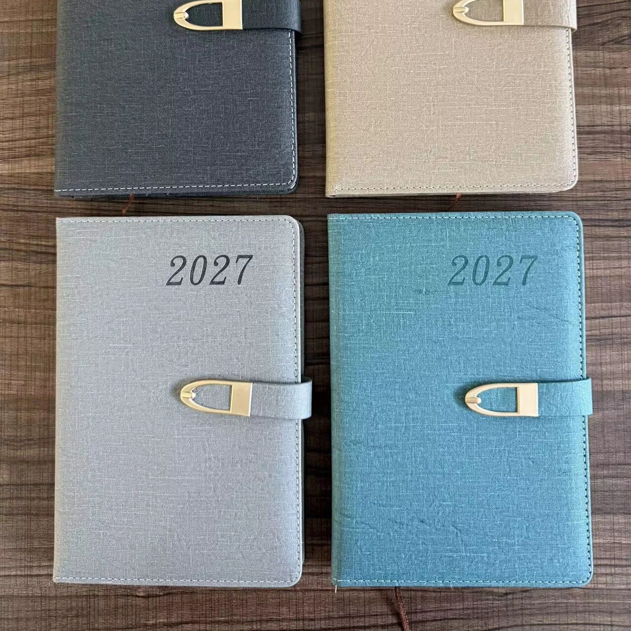 2027 English Planner Custom Cover Design Notebook Office Journal Writing Agenda with Buckle, product view 1