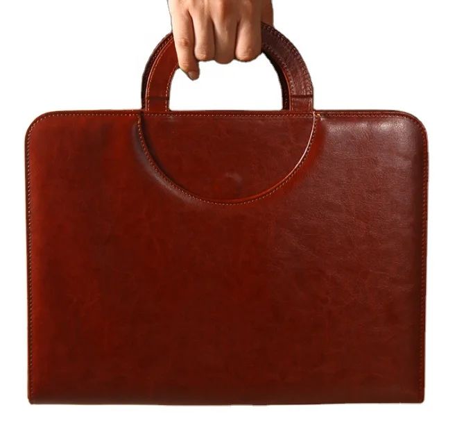 Document Organizer Zipper File Folder Notebook Custom Logo Business Folder Pu Leather Portfolio With Calculator, product view 1