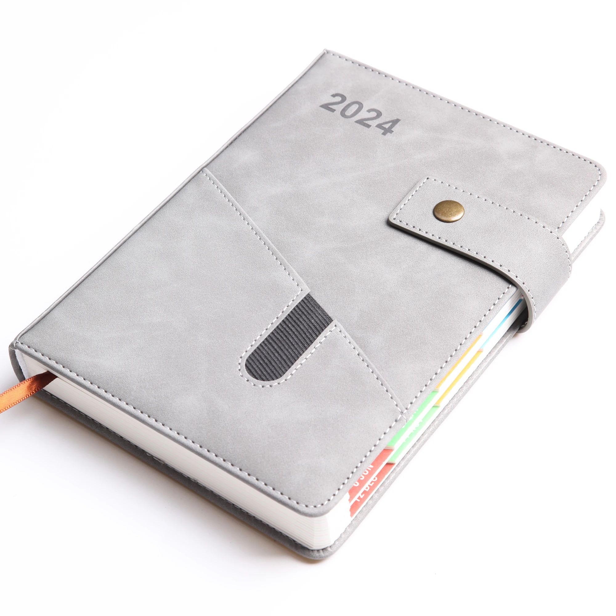 Diary Notebook Agenda Custom Logo PU Cover Spanish English Calendar 2024 Diary, product view 1