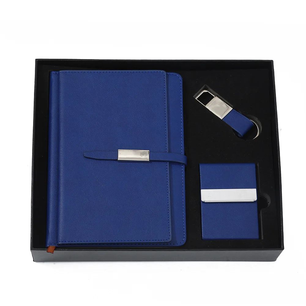 Company Cooperate PU Notebook Custom Keychain Business Card Holder Logo OEM Promotional Gift Set, product detail 5
