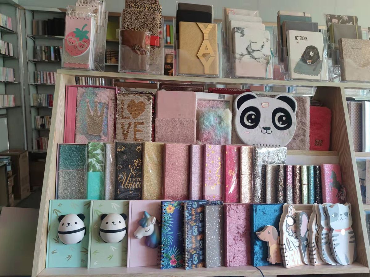 Sample wall — notebook cover and finish range